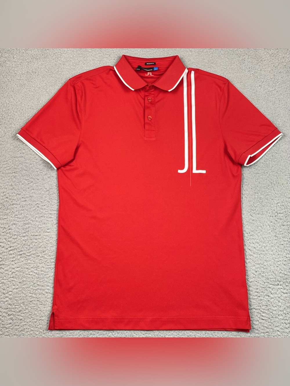 J Lindeberg Polo Shirt Men's Size M Red Performance Golf Short Sleeve Medium EUC